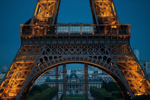 Eiffel Tower at Night VI White Modern Wood Framed Art Print with Double Matting by Berzel, Erin