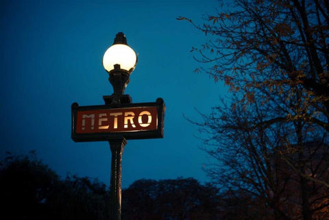 Paris Metro I Black Ornate Wood Framed Art Print with Double Matting by Berzel, Erin