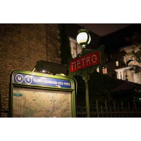 Paris Metro II Gold Ornate Wood Framed Art Print with Double Matting by Berzel, Erin