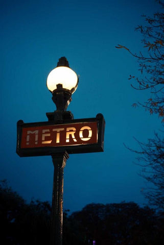 Paris Metro III Black Ornate Wood Framed Art Print with Double Matting by Berzel, Erin