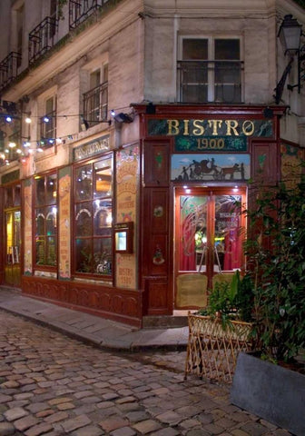 Bistro I900 Black Ornate Wood Framed Art Print with Double Matting by Crane, Rita