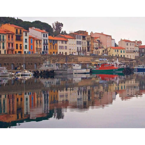 Port Vendres Black Modern Wood Framed Art Print with Double Matting by Crane, Rita