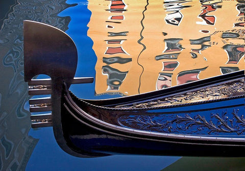 Gondolas and Reflections IV Black Ornate Wood Framed Art Print with Double Matting by Crane, Rita