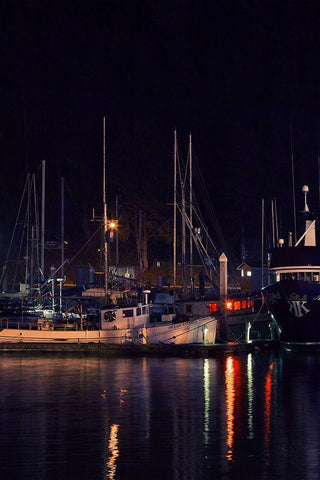 Harbor Lights I White Modern Wood Framed Art Print with Double Matting by Crane, Rita
