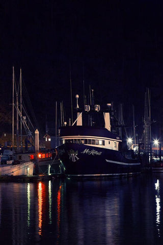 Harbor LIghts II White Modern Wood Framed Art Print with Double Matting by Crane, Rita