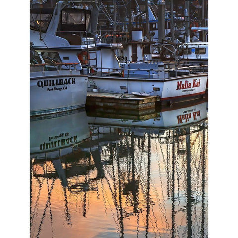 Harbor Reflections I Gold Ornate Wood Framed Art Print with Double Matting by Crane, Rita
