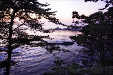 Carmel Highlands Sunset I White Modern Wood Framed Art Print with Double Matting by Hausenflock, Alan