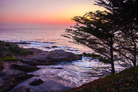 Sunset on Carmel Bay II Black Ornate Wood Framed Art Print with Double Matting by Hausenflock, Alan