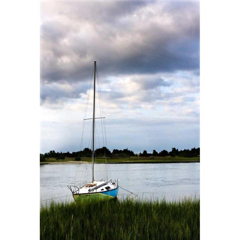Stormy Sunrise on Taylors Creek I White Modern Wood Framed Art Print by Hausenflock, Alan