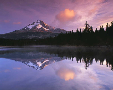 Mt. Hood II White Modern Wood Framed Art Print with Double Matting by Leahy, Ike