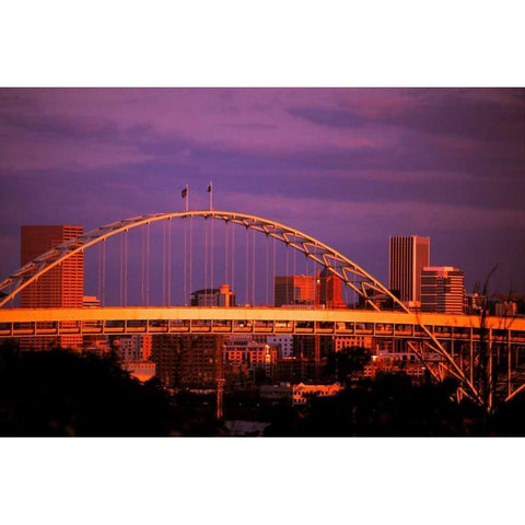 Fremont at Sunset Black Modern Wood Framed Art Print with Double Matting by Leahy, Ike