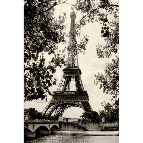 Eiffel Tower II Black Modern Wood Framed Art Print with Double Matting by Melious, Amy