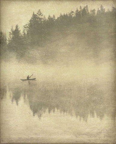 Foggy Lake II Black Ornate Wood Framed Art Print with Double Matting by Melious, Amy