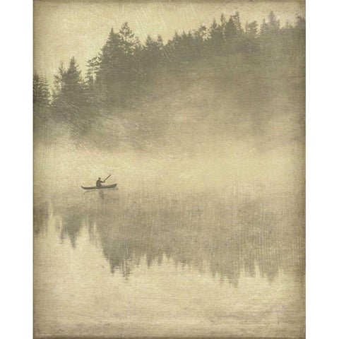 Foggy Lake II Black Modern Wood Framed Art Print with Double Matting by Melious, Amy