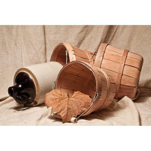 Baskets with Crock II Black Modern Wood Framed Art Print with Double Matting by McNemar, C. Thomas