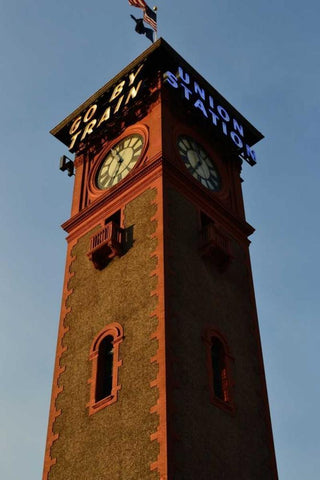 Clock Tower Black Ornate Wood Framed Art Print with Double Matting by Moore, Brian