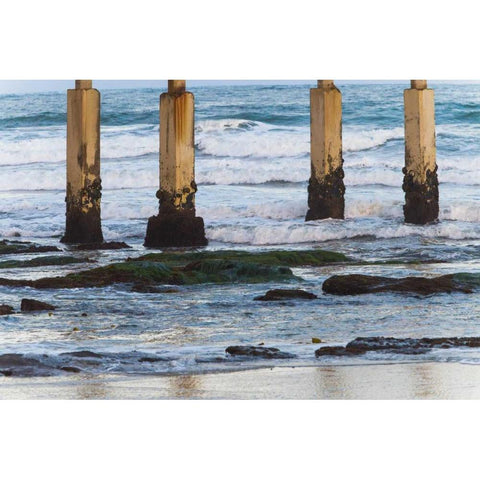 Ocean Beach Pier II Gold Ornate Wood Framed Art Print with Double Matting by Peterson, Lee