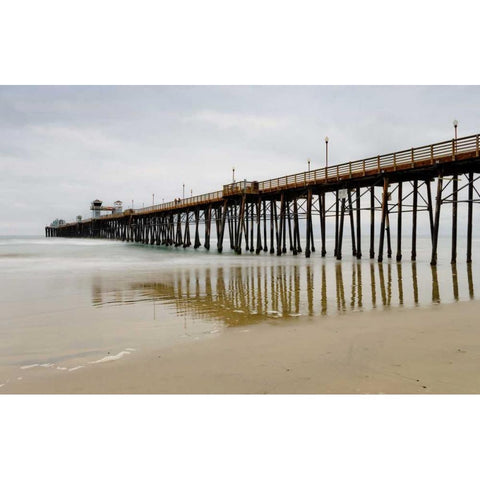 Oceanside Pier Gold Ornate Wood Framed Art Print with Double Matting by Peterson, Lee