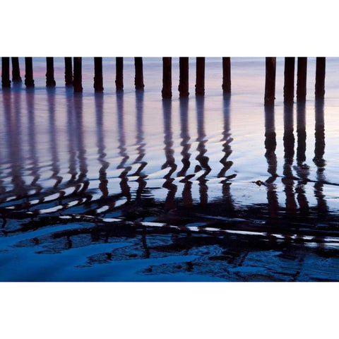 Cayucos Night Black Modern Wood Framed Art Print with Double Matting by Peterson, Lee