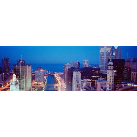 Chicago Skyline II Gold Ornate Wood Framed Art Print with Double Matting by Stefko, Bob