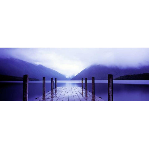 Serene Dock I Gold Ornate Wood Framed Art Print with Double Matting by Stefko, Bob