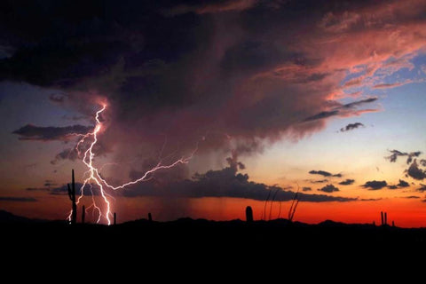 Twilight Lightning I White Modern Wood Framed Art Print with Double Matting by Taylor, Douglas