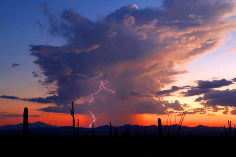 Twilight Lightning II White Modern Wood Framed Art Print with Double Matting by Taylor, Douglas
