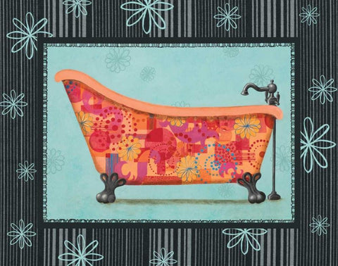 Retro Tub I Black Ornate Wood Framed Art Print with Double Matting by Smith, Pamela