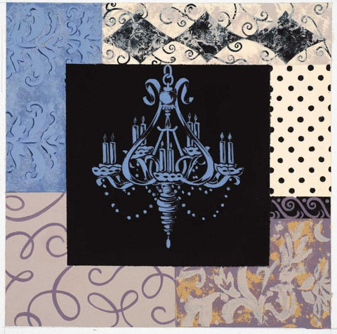 Chandelier I Black Ornate Wood Framed Art Print with Double Matting by Smith, Pamela