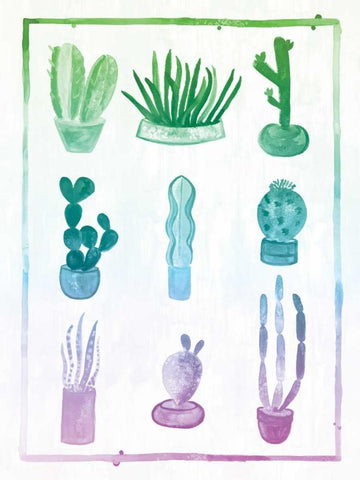 Ombre Cactus Black Ornate Wood Framed Art Print with Double Matting by Sta Teresa, Ashley