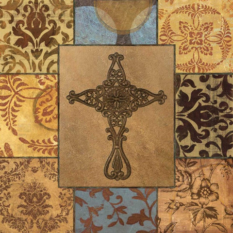 Patchwork Cross I White Modern Wood Framed Art Print by Williams, Todd