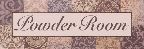 Powder Room Purple Black Ornate Wood Framed Art Print with Double Matting by Williams, Todd