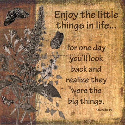 Enjoy Little Things Black Modern Wood Framed Art Print by Williams, Todd