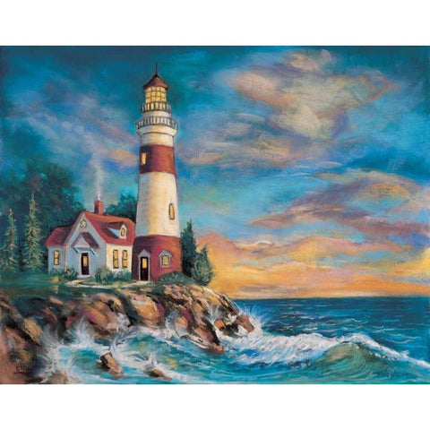 Lighthouse Black Modern Wood Framed Art Print by Williams, Todd