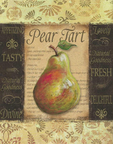 Pear Tart White Modern Wood Framed Art Print with Double Matting by Williams, Todd