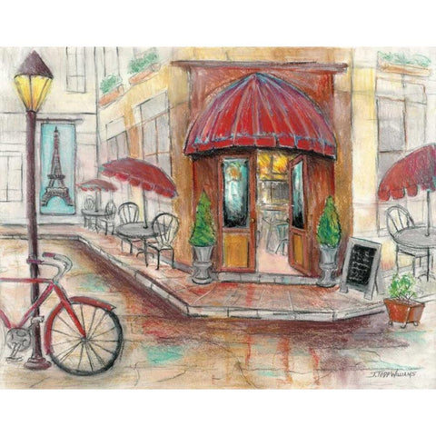 Paris Cafe Gold Ornate Wood Framed Art Print with Double Matting by Williams, Todd