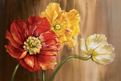 Poppies Black Ornate Wood Framed Art Print with Double Matting by Werbelow, Selina