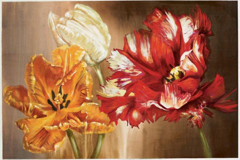 Tulips White Modern Wood Framed Art Print with Double Matting by Werbelow, Selina