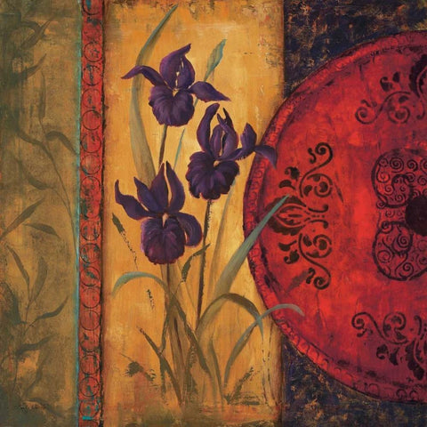 Iris Fusion I Gold Ornate Wood Framed Art Print with Double Matting by Wacaster, Linda