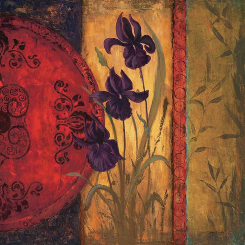 Iris Fusion II Black Ornate Wood Framed Art Print with Double Matting by Wacaster, Linda