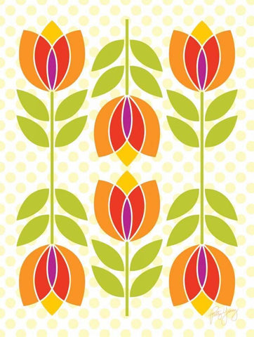Mod Tulips I Black Ornate Wood Framed Art Print with Double Matting by Young, Patty