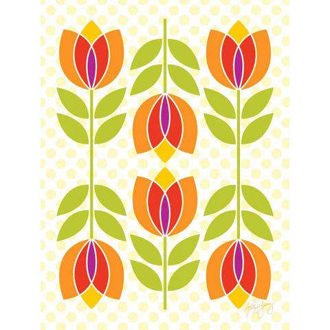 Mod Tulips I Gold Ornate Wood Framed Art Print with Double Matting by Young, Patty
