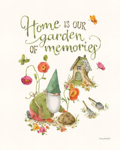 Garden Gnomes V White Modern Wood Framed Art Print with Double Matting by Audit, Lisa