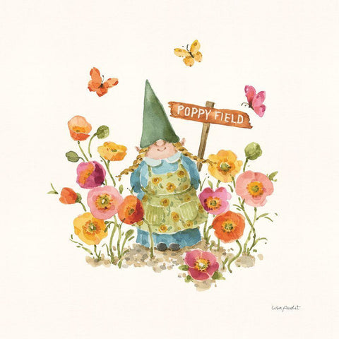 Garden Gnomes VIII White Modern Wood Framed Art Print by Audit, Lisa