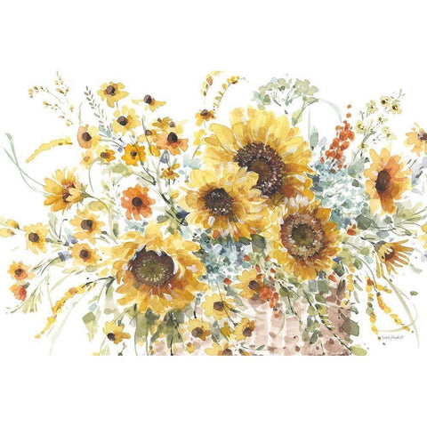 Sunflowers Forever 01 Gold Ornate Wood Framed Art Print with Double Matting by Audit, Lisa