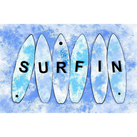 Surfin Blue White Modern Wood Framed Art Print by Aesthete