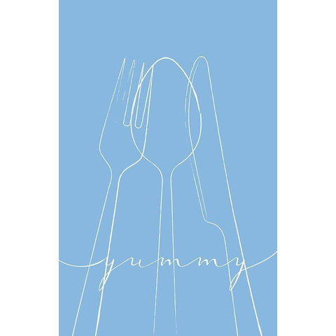 Yummy Blue White Modern Wood Framed Art Print by Aesthete