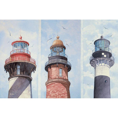 East Florida Lighthouses White Modern Wood Framed Art Print by Rizzo, Gene