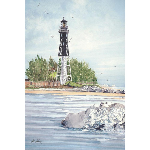 Hillsboro Inlet Lighthouse - Fl. White Modern Wood Framed Art Print by Rizzo, Gene