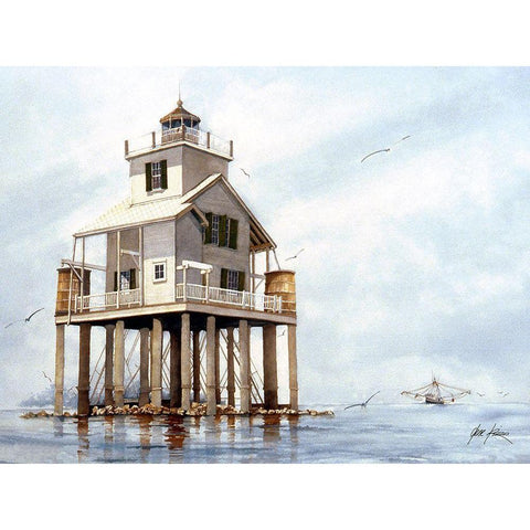 Timbalier-Houma, Louisiana White Modern Wood Framed Art Print by Rizzo, Gene